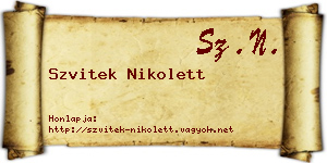 Szvitek Nikolett névjegykártya